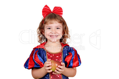 happy little girl with apple