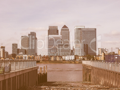 Canary Wharf in London vintage