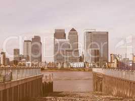 Canary Wharf in London vintage