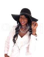 African American woman wearing a black hat.