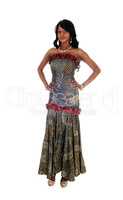 African American woman in African dress.