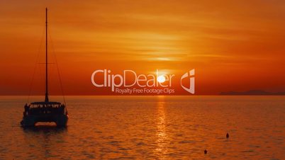 Establishing Inspirational Sunset Shot in the Mediterranean Sea