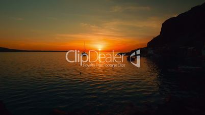 Establishing Cinematic Sunset in the Mediterranean Sea Ultra Wide Angle