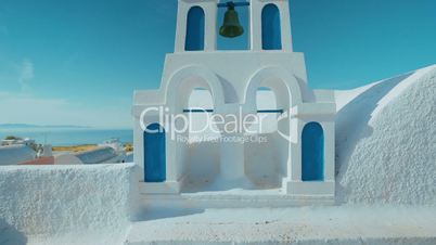 Ultra Wide Angle Traditional Cycladic Mediterranean Church with a View to the Sea