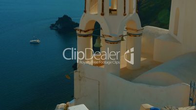 Close-up Shot of a Traditional Blue Dome Cycladic Mediterranean Church