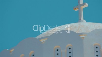 Close-up Shot of a Traditional White Dome Cycladic Mediterranean Church