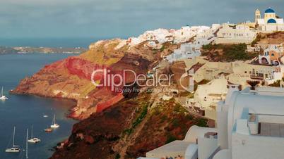 Greek Santorini Caldera Timelapse Morning Close-up Shot