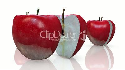 3D Apples Rotating Against White Background