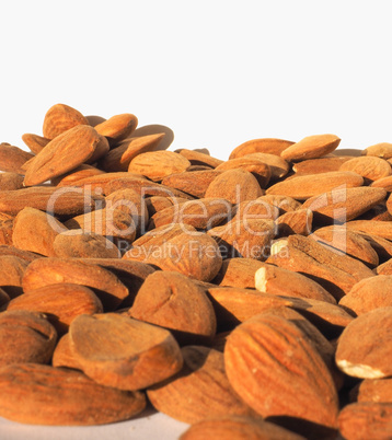 Almonds dried fruit with copy space