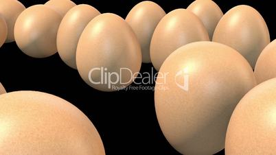 3D Falling Eggs in Black Background