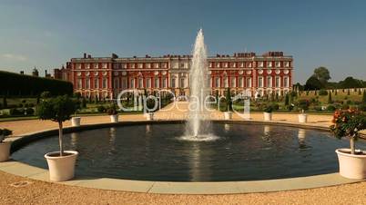 Hampton Court Palace and Fountain on a Sunny Day