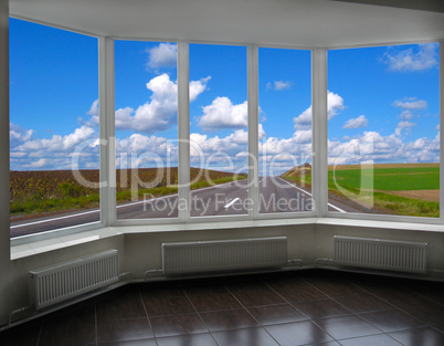 wide window with view of the modern motor highway