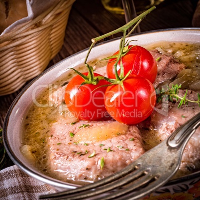 fried Fricandeau with onion