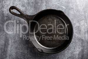 cast iron pan on dark background