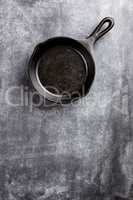 cast iron pan on dark background