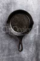 cast iron pan on dark background