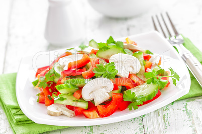 vegetable salad with mushrooms