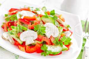 vegetable salad with mushrooms