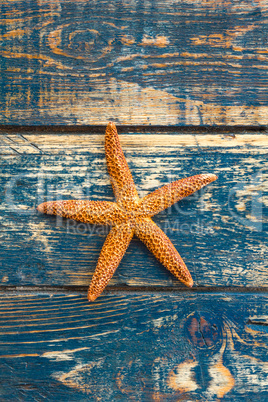 Wooden background with starfish