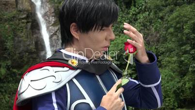 Romantic Cosplay Prince With Rose