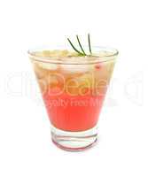 Lemonade with rhubarb and rosemary in glass