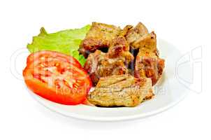 Meat fried with tomatoes