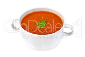 Soup tomato in white bowl