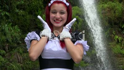 Happy Female Cosplay Maid