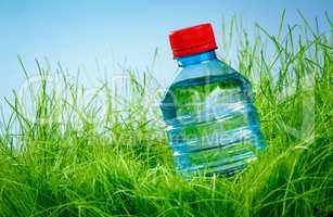 Water bottle on the grass