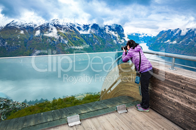 Nature photographer. Stegastein Lookout.