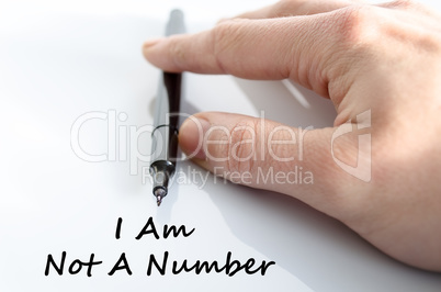 I am not a number text concept