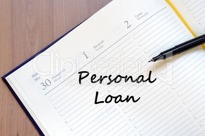 Personal loan write on notebook