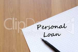 Personal loan write on notebook
