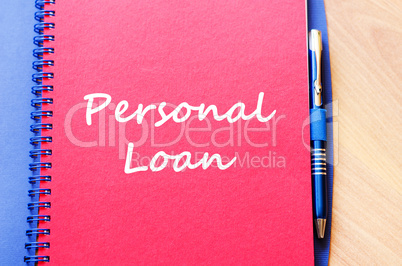 Personal loan write on notebook