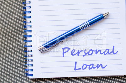 Personal loan write on notebook