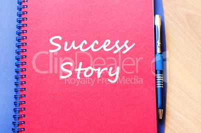 Success story write on notebook