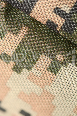 Close up of military uniform fabric.