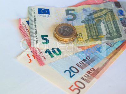 Euro coins and notes