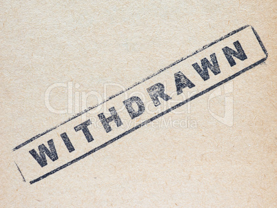 Withdrawn stamp on paper