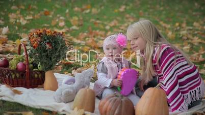 Two Sisters in the Autumn Park