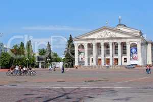 area in Chernihiv town with beautiful dramatic theatre
