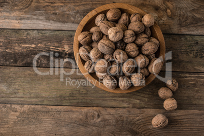 Walnuts in a wooden bowl