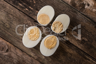 cooked eggs on wood