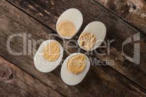 cooked eggs on wood