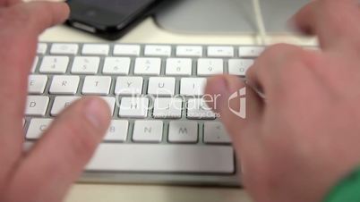 A man uses a keyboard, Computer Work