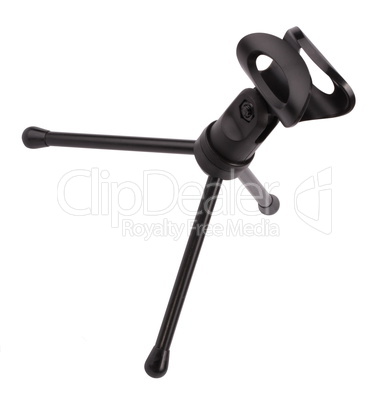 black microphone tripod isolated on white