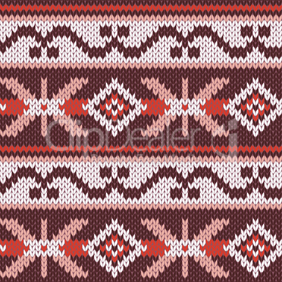Knitted Seamless Pattern in warm colors