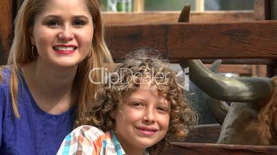 Boy And Sister At Cattle Farm