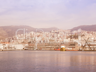 View of Genoa Italy from the sea vintage View of Genoa Italy from the sea vintage