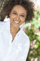 Happy African American Woman Smiling Outside